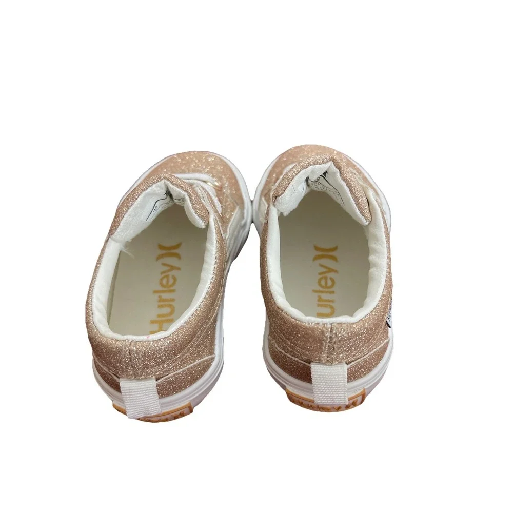Hurley Toddler Children's Sz 5 Casual Sneakers Gold‎ & White Sparkle Broady - GT
